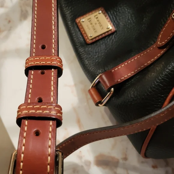 Dooney & Bourke Black and Brown Structured Leather Satchel - Picture 10 of 13